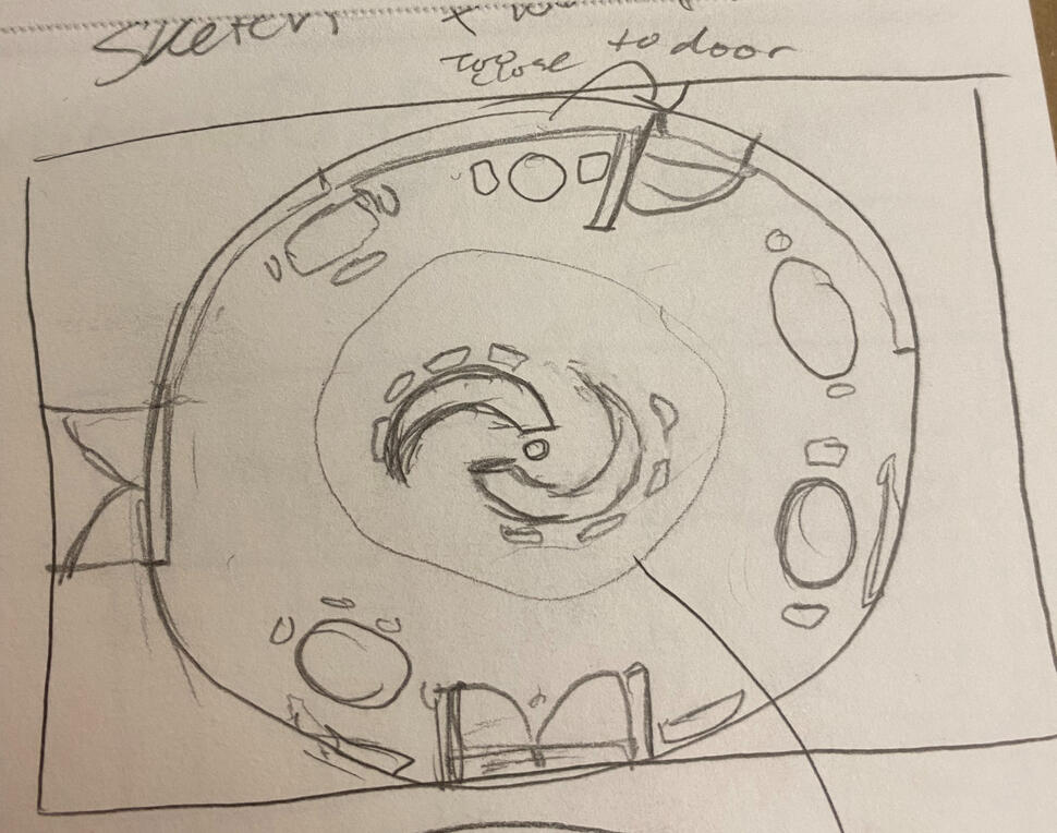First iteration of floor plan and counter space
